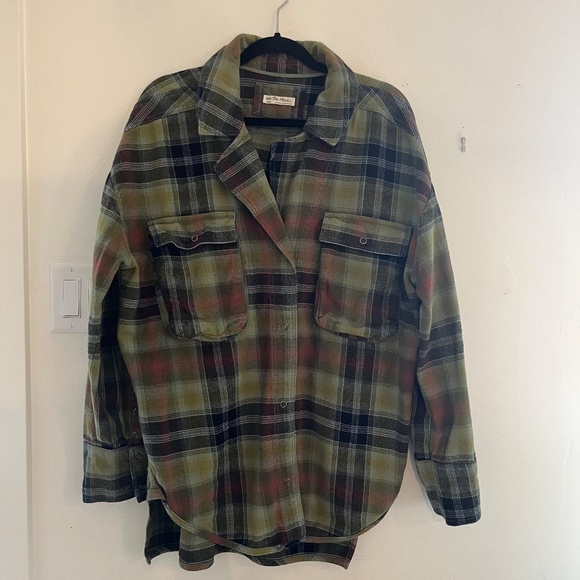 Free People Izzy Cargo oversized plaid shirt size L - Picture 4 of 6